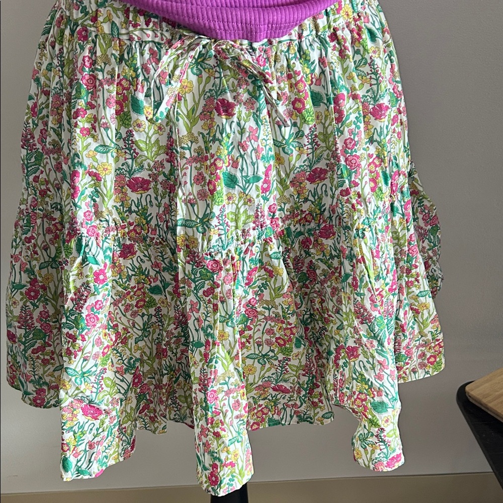 J. Crew Floral A-Line Skirt - Pink and Green